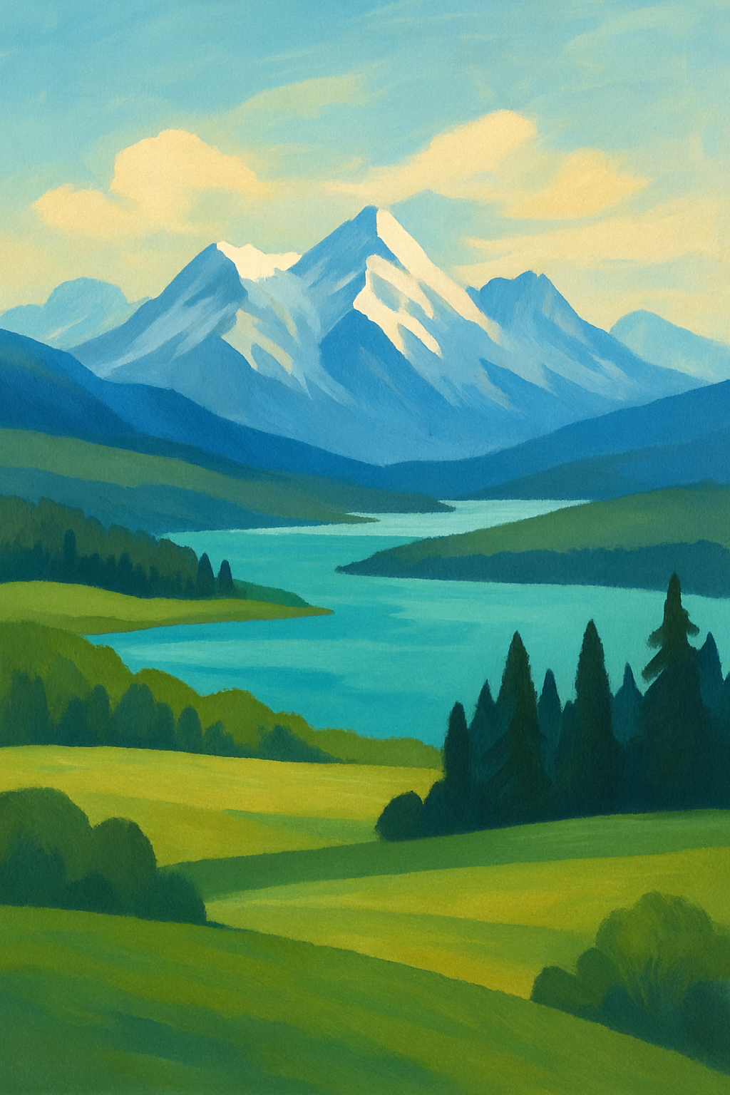 Abstract nature scene illustrating Alberta's landscapes
